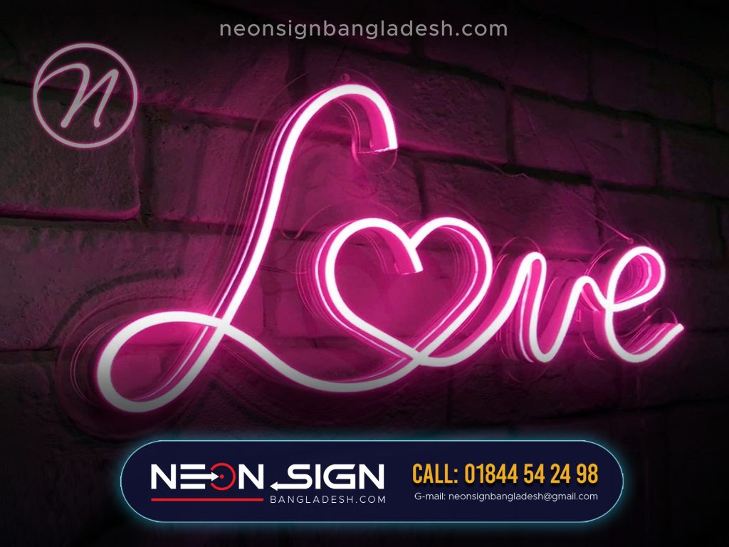 Love Neon Sign With Glass Acrylic