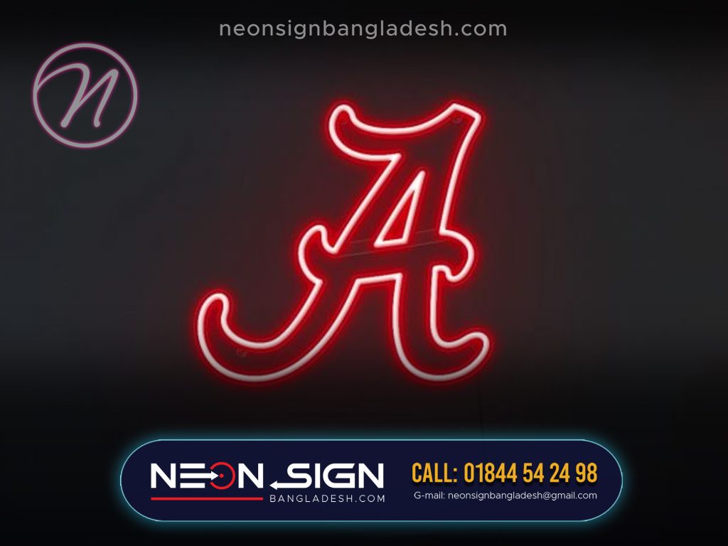 LED Neon Sign (per Sft):350Tk, Capital Letter A Neon Signs, Neon Decor, Neon Letter Signs