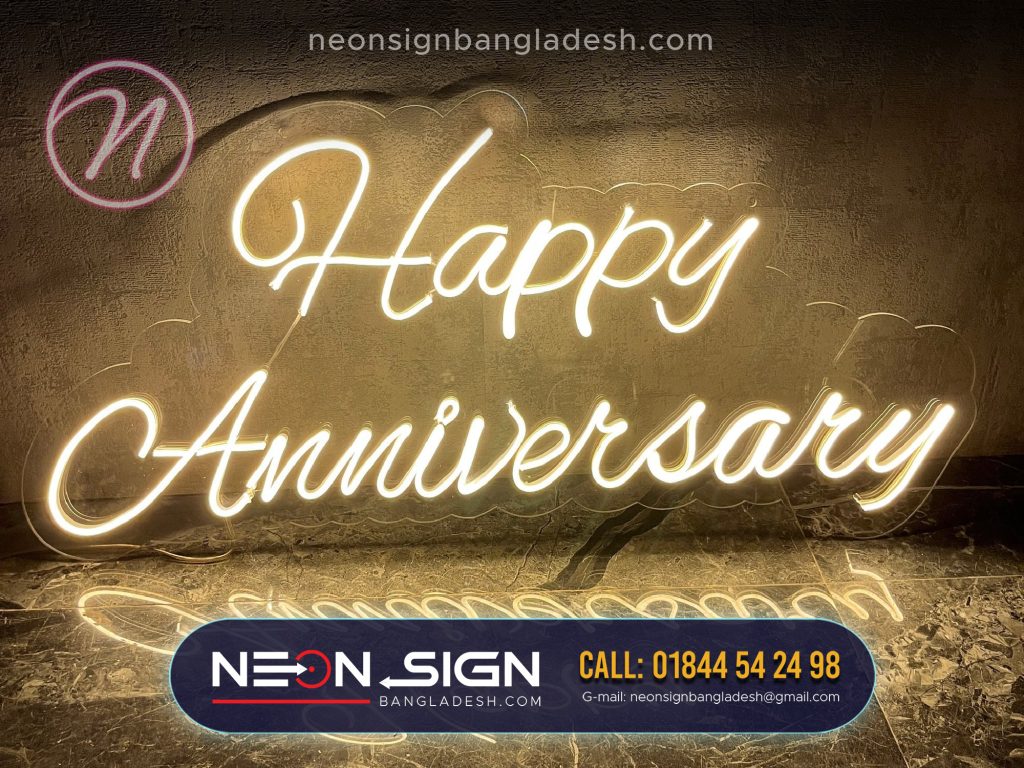 Happy Anniversary Neon Letter Name Plate