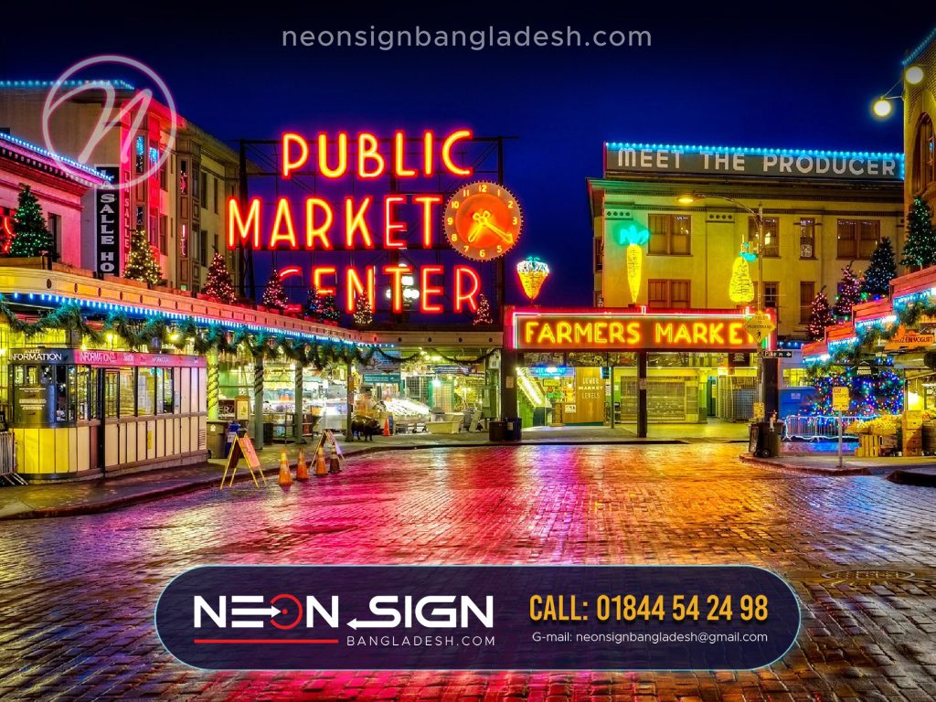 Neon Sign for Super Market outdoor branding by Neon Sign Bangladesh